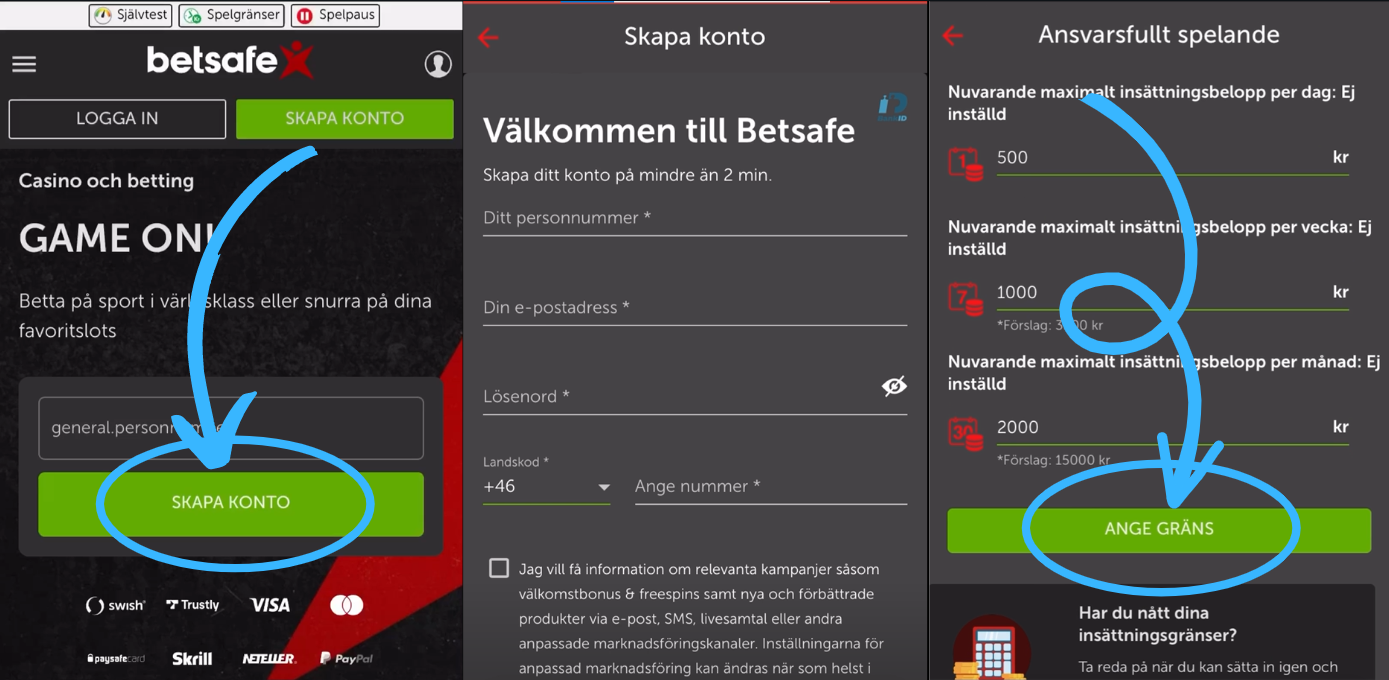 Registrering hos Betsafe