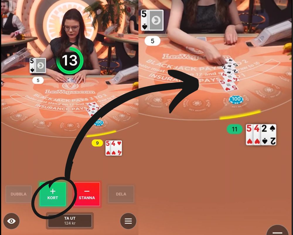 Hur man spelar live blackjack - spelarens drag