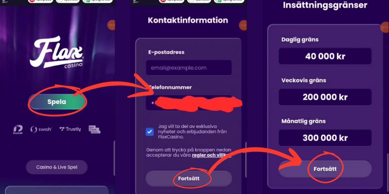 Hur du registrerar dig hos Flax Casino.