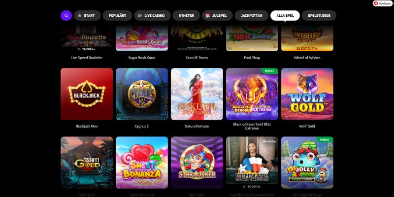 Frank & Fred casino spelutbud