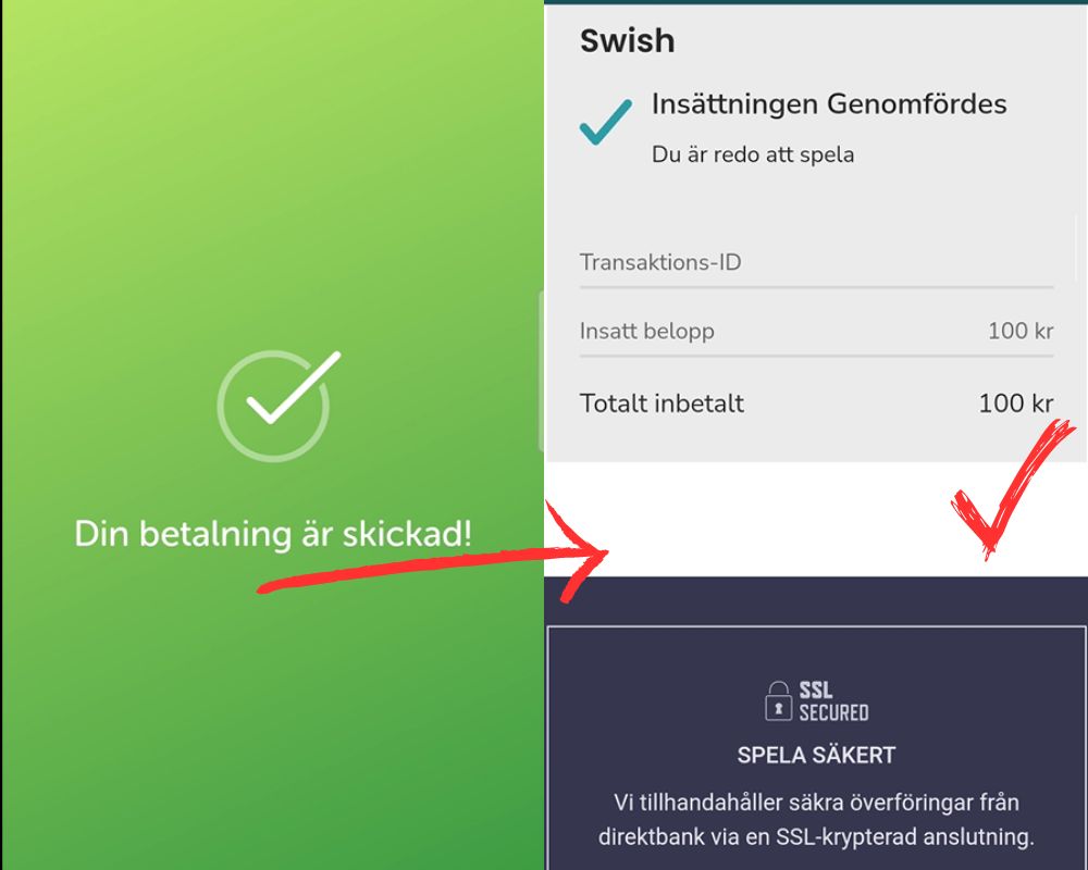 Insättning med Swish 3