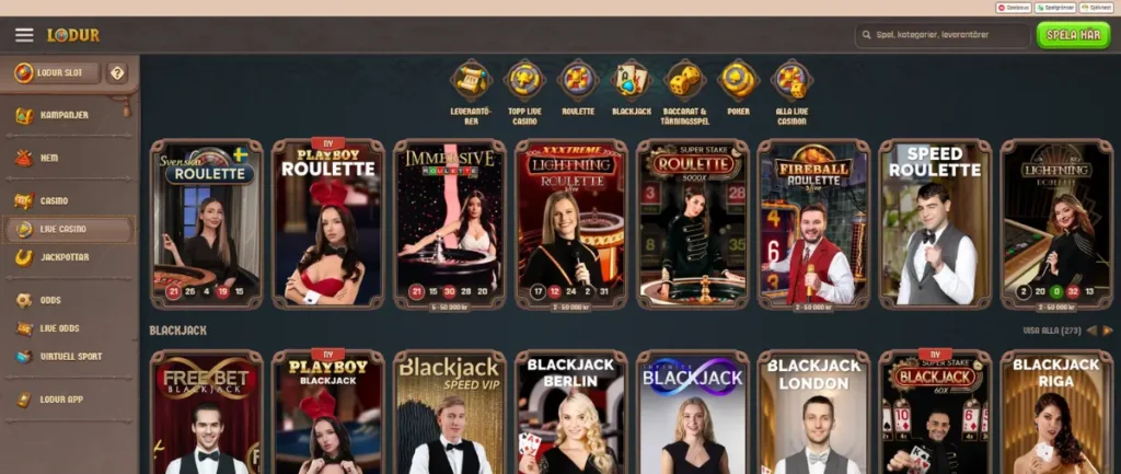 Lodur Casinos live casino.
