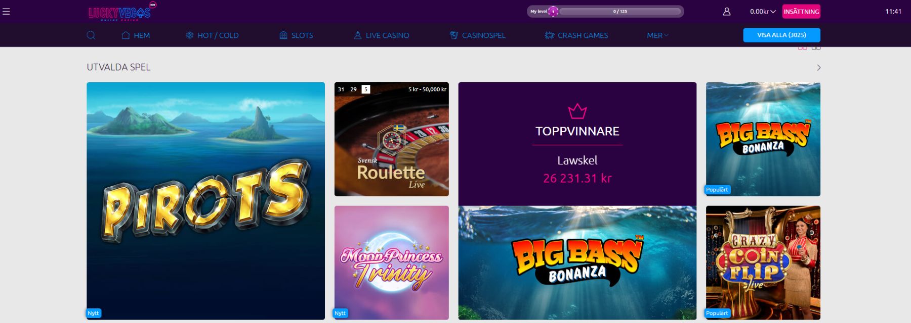 lucky Louis casino spelutbud