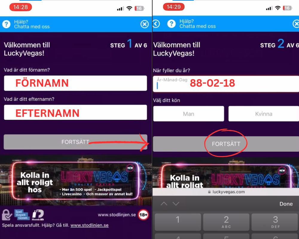 manuell registrering steg 1-3