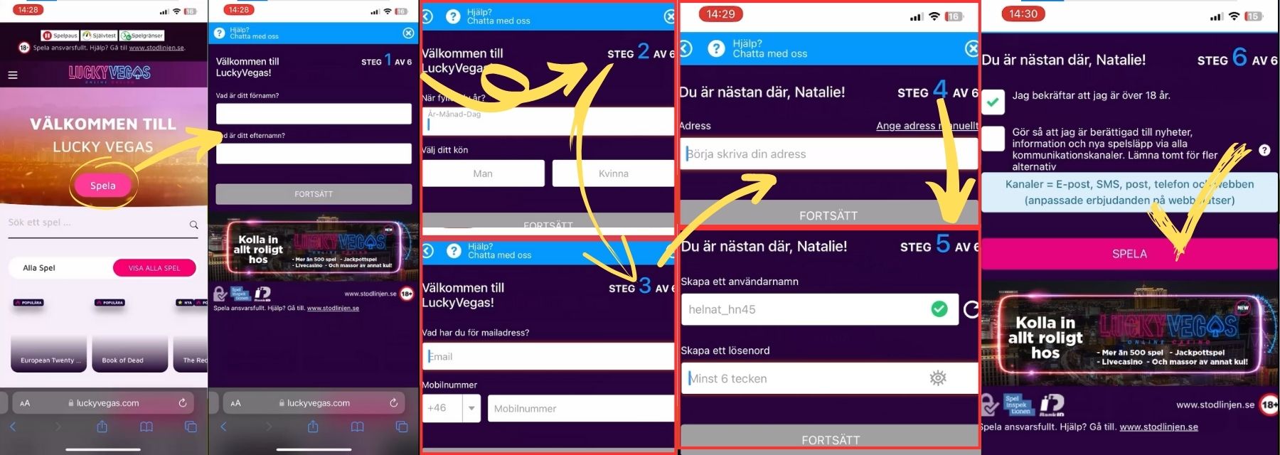 LuckyVegas registrering