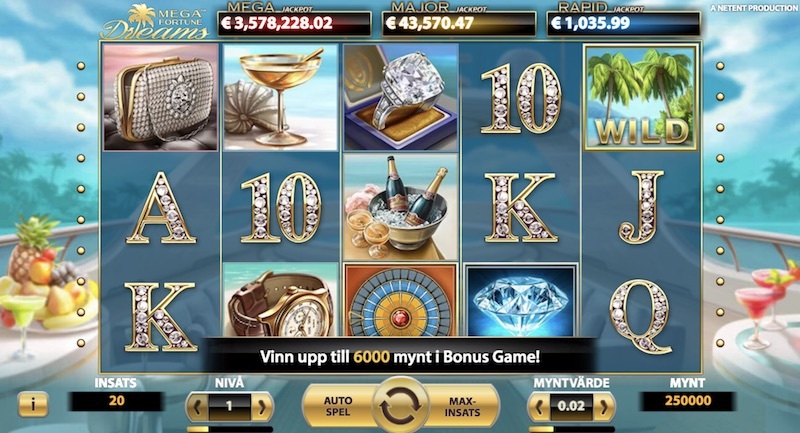 Mega Fortune Dreams startskärmen