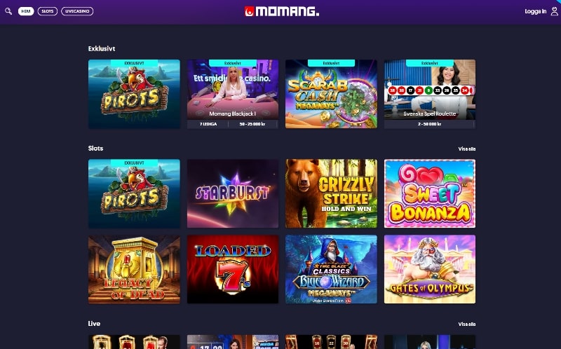 Momang casino spelutbud
