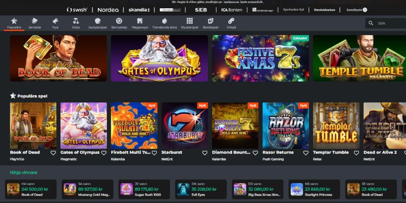 Ninja Casino spelutbud