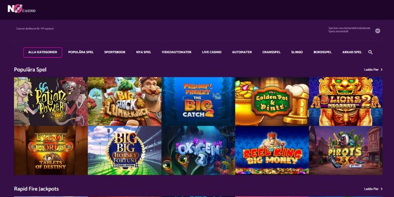 No Bonus Casino spelutbud