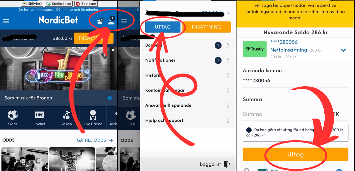 Nordicbet casino uttag