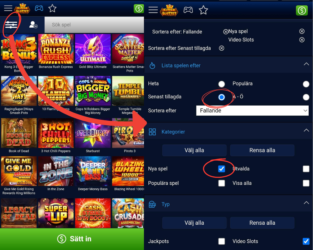 Hur man skapar ett sökfilter hos kungaslottet