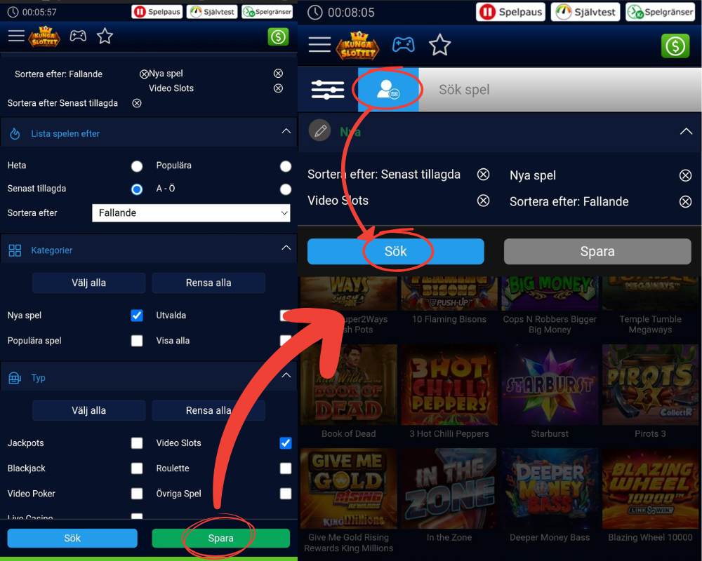 Hur man använder ett sökfilter hos kungaslottet