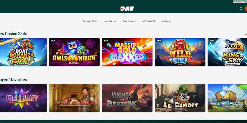 Paf casino spelutbud