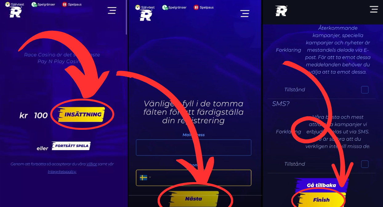 Race Casino registrering
