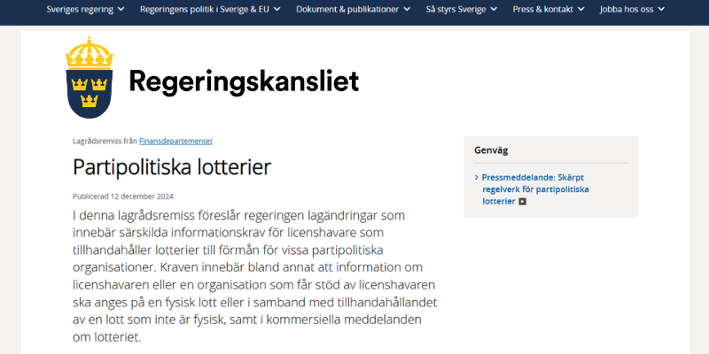 Regeringen vill stram åt reglerna för partipolitiska lotterier