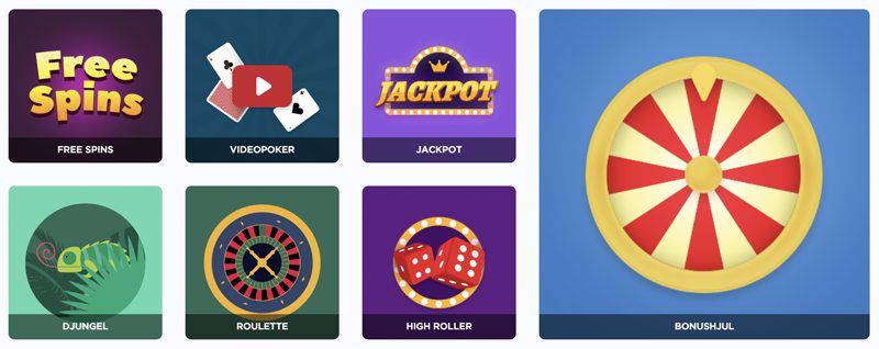 Sir Jackpot har mängder av spelkategorier