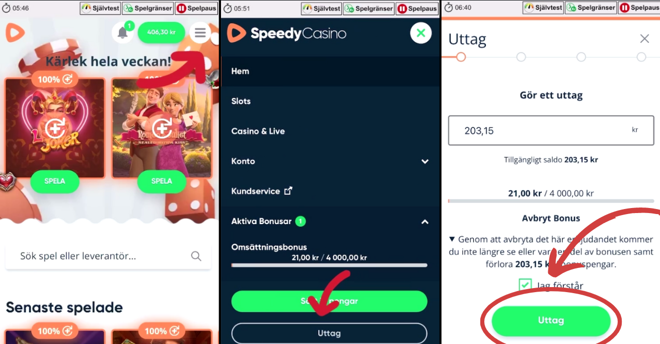 Uttag hos Speedy Casino