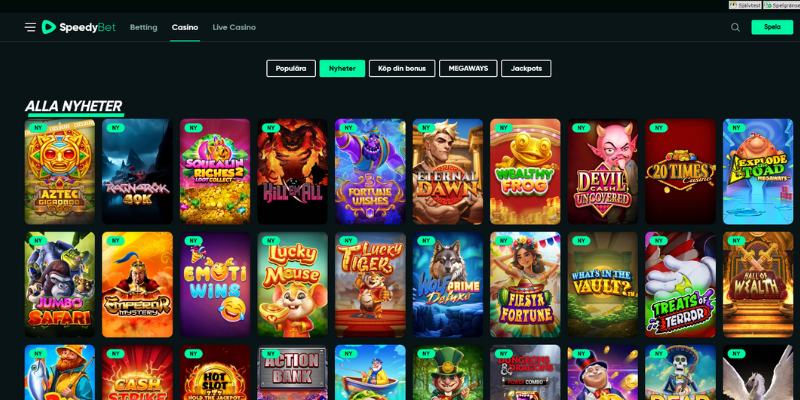 SpeedyBet casino spelutbud
