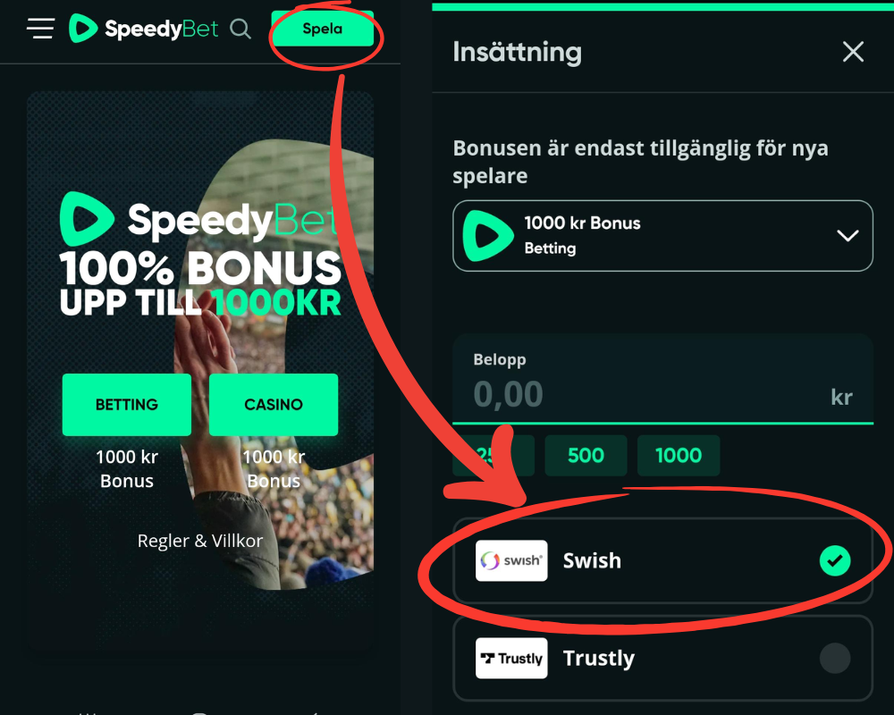 SpeedyBet casino registrering