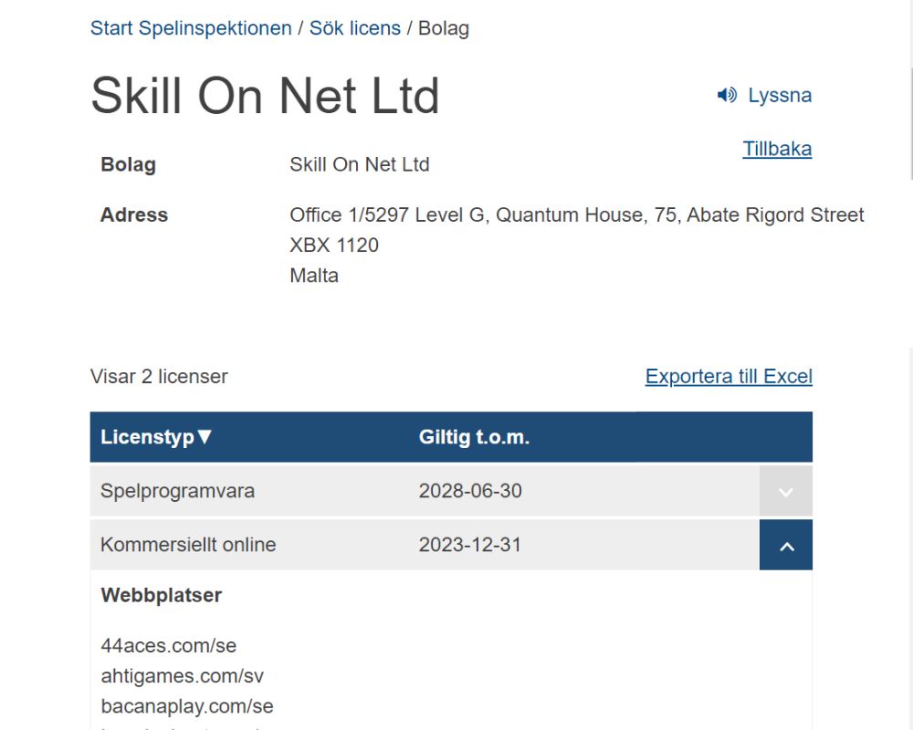 Spelinspektionens sökfunktion