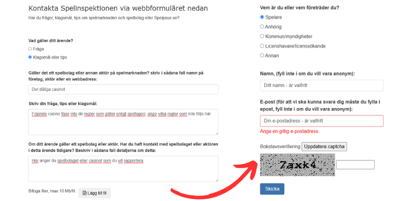 Spelinspektionens kontaktformulär