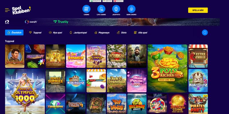 Spelklubbens spelutbud