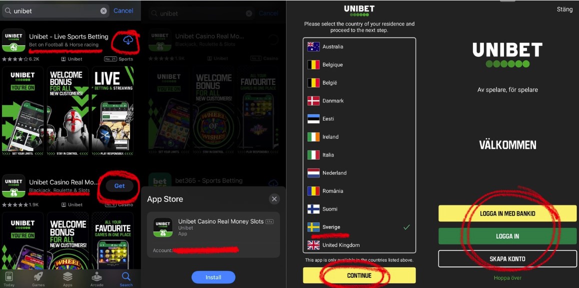 Hur man installerar Unibets app frånApp Store