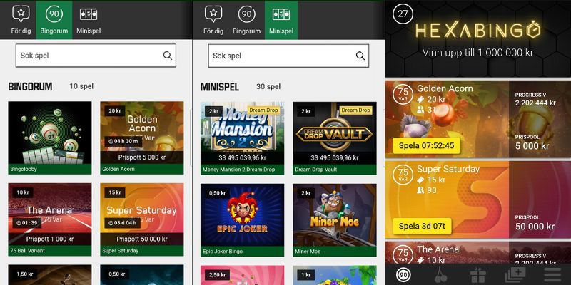 Unibets bingosektion