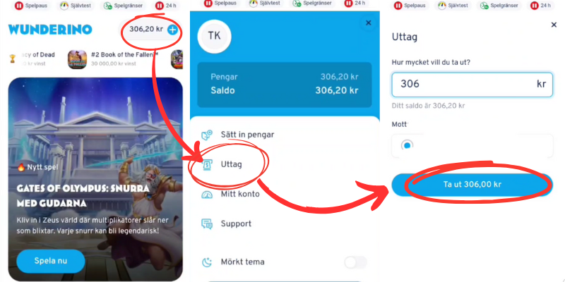 Wunderino casino uttag