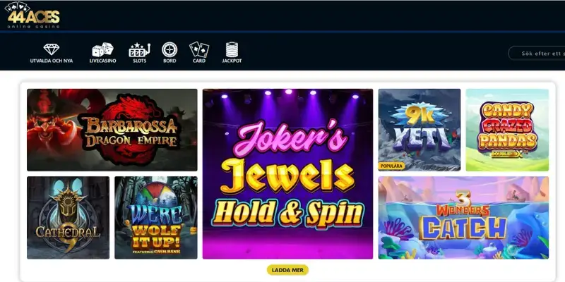 Spelutbudet hos 44Aces