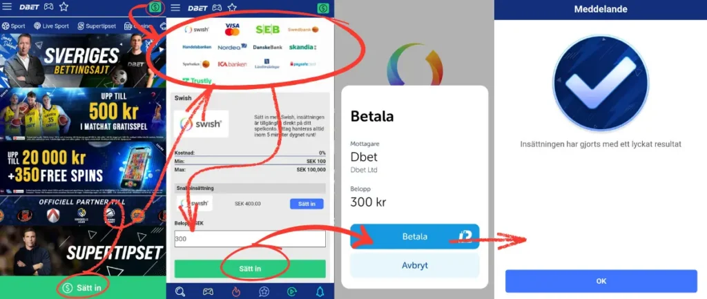 Hur du gör en insättning hos DBet