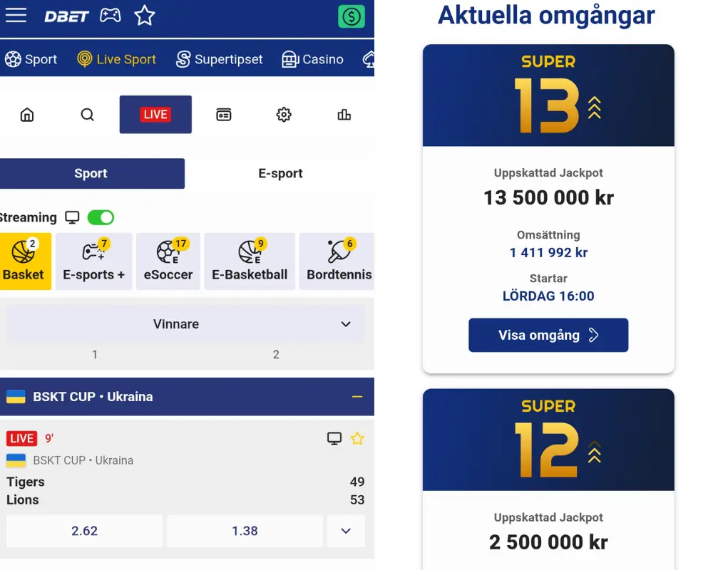 DBets sportsbook och SuperTipset
