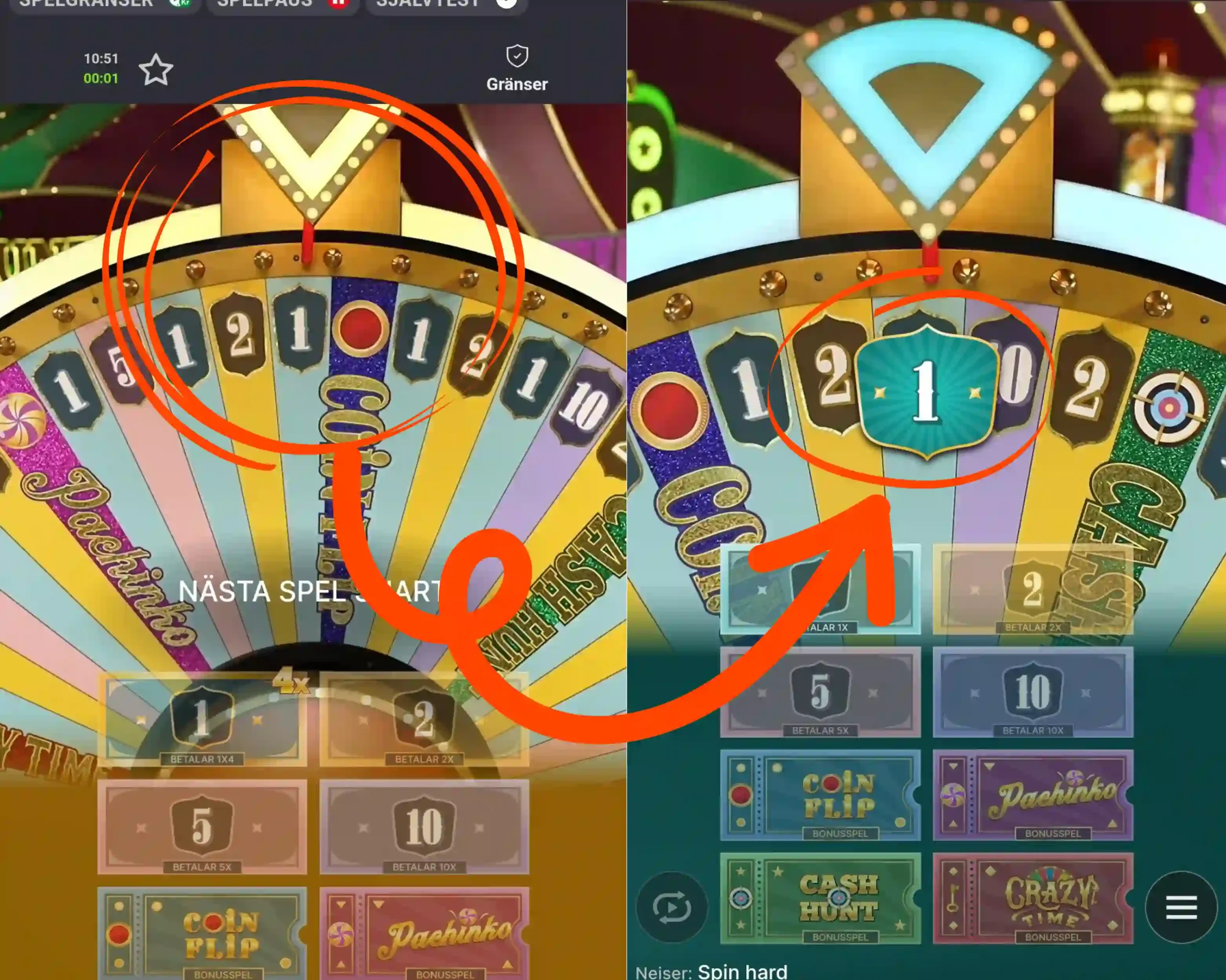 Crazy Time - se utfallet