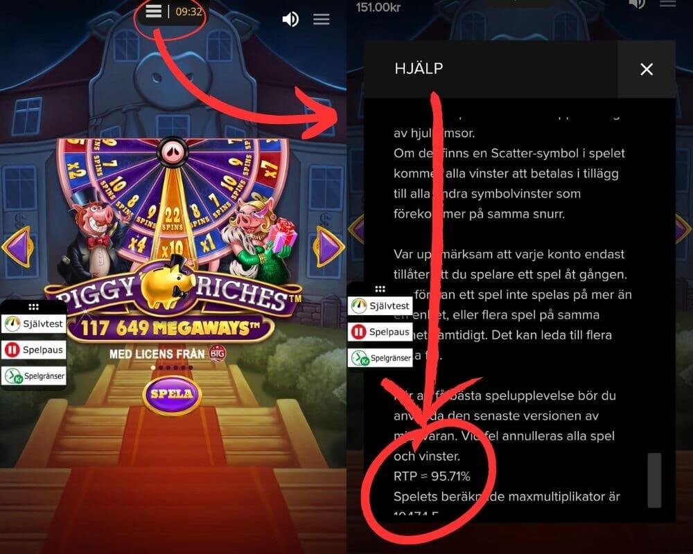 Ytterliggare RTP information i spelets hjälpsektion