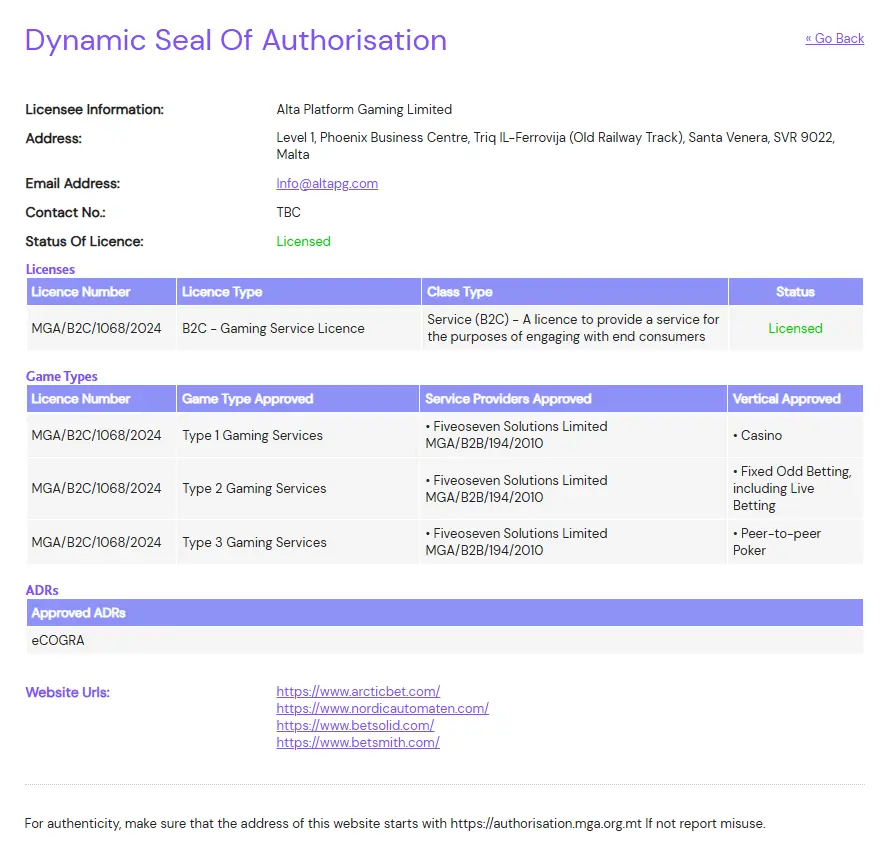 Alfa Platform Gaming Limited licens från MGA