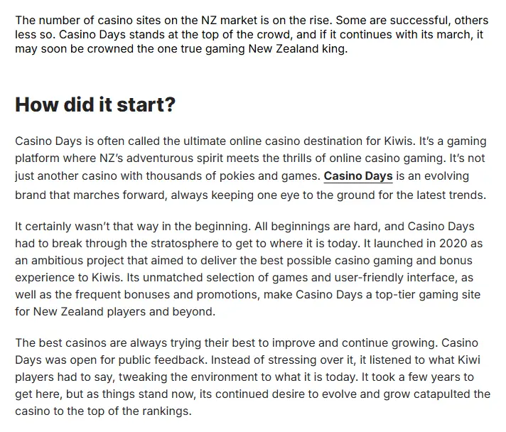 Artikel om CasinoDays utveckling i Nya Zeeland