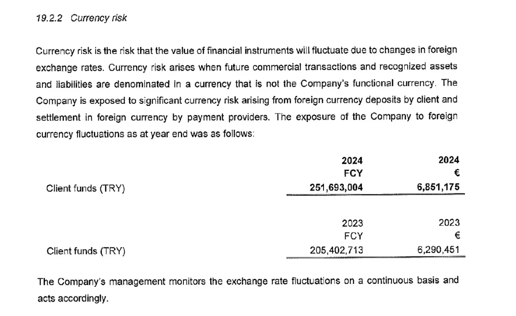 Realm Entertainments spelarsaldon i turkiska lira, Realms årsredovisning 2024