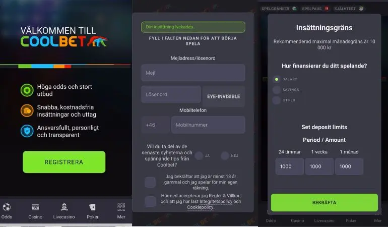 Registrering hos CoolBet