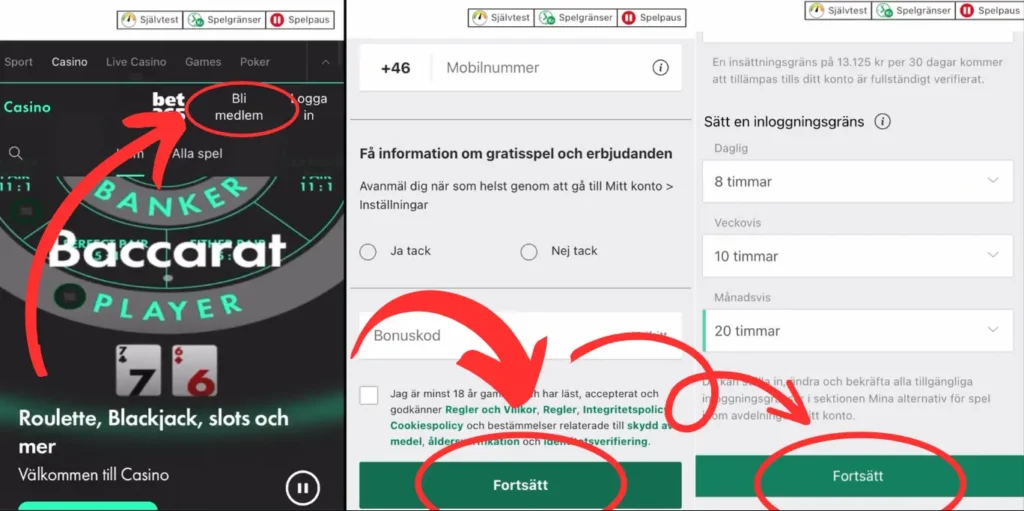 Vår registrering hos Bet365 från 2023.