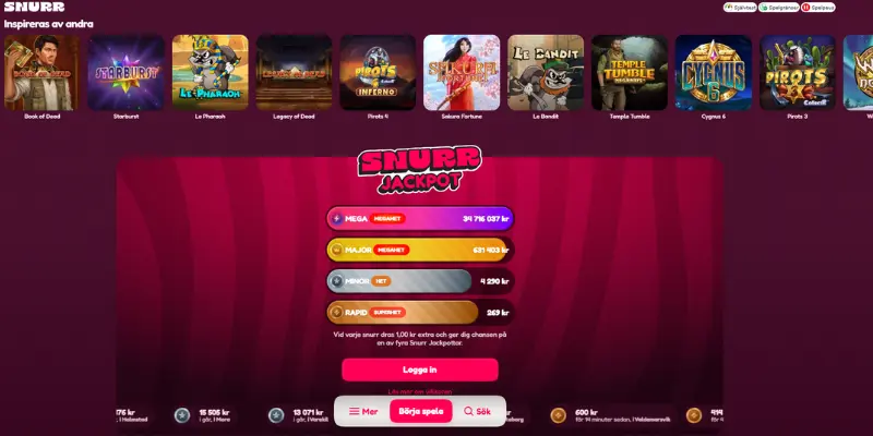 Snurr Casinos spelutbud