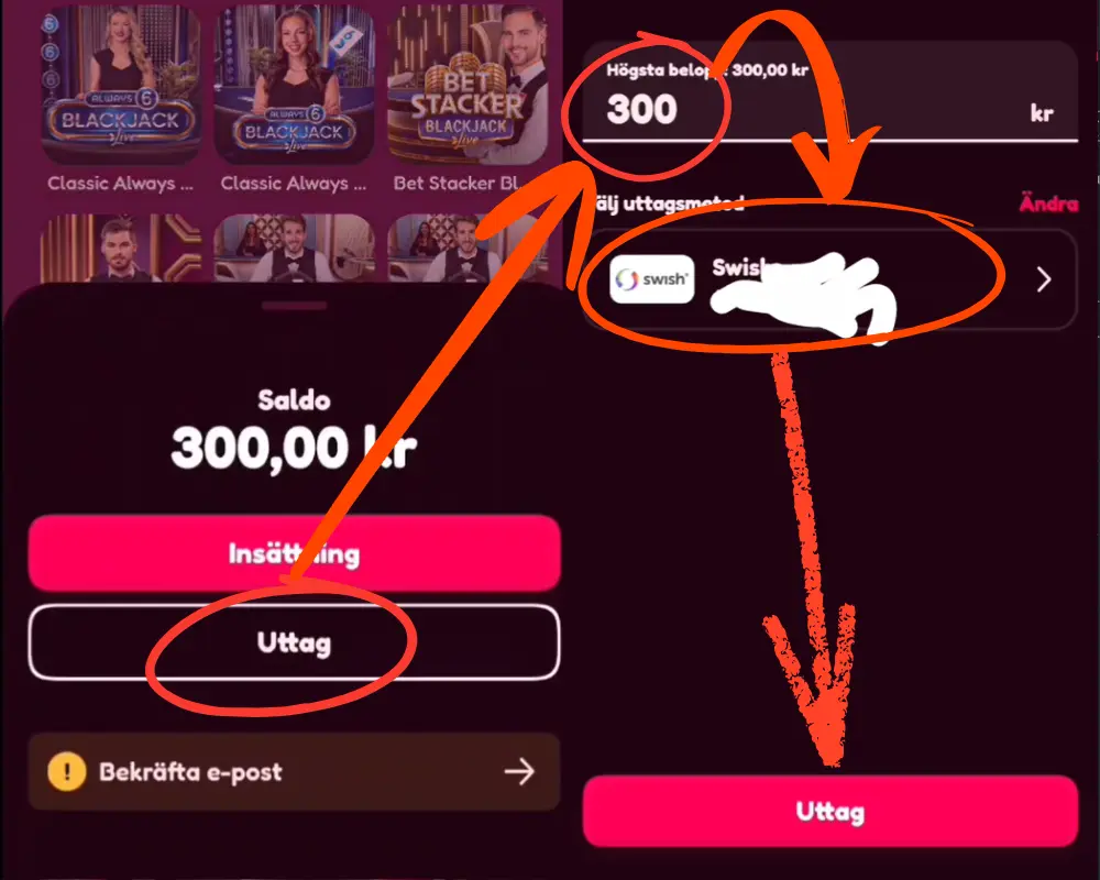 Hur du gör ett uttag från Snurr Casino