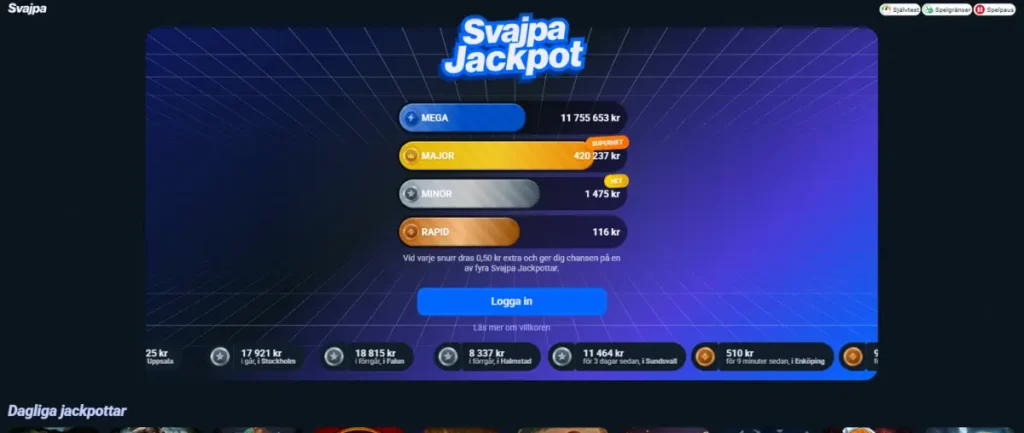 Svajpas exklusiva Svajpa-jackpott