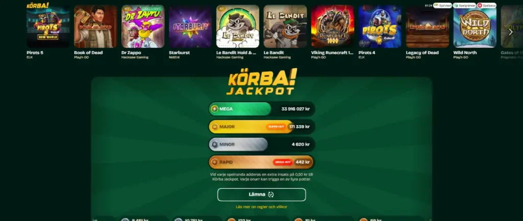 Spellobbyn i Körbas casino.