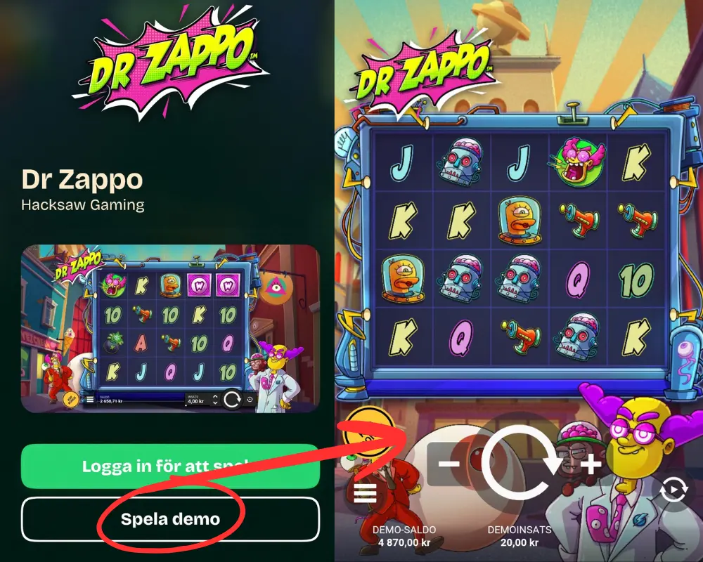 Här testar vi demoversionen av Dr Zappo hos Körba.