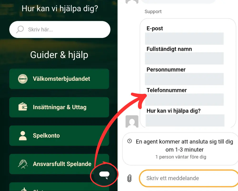 Formulär för kontakt hos Körba.se.