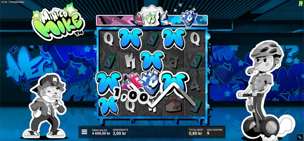 Skärmdump: Minted Mike free spins
