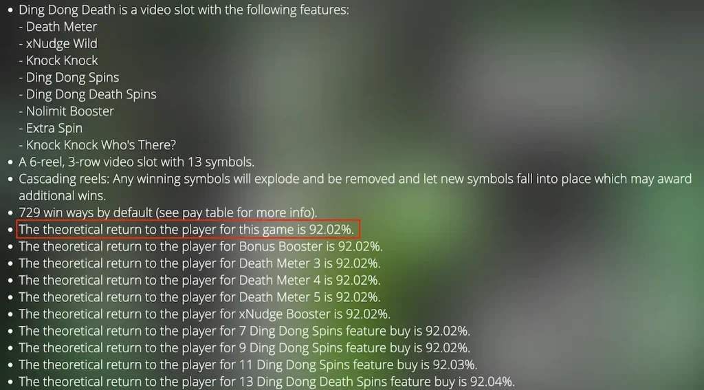 Ding Dong Death RTP från spelregler