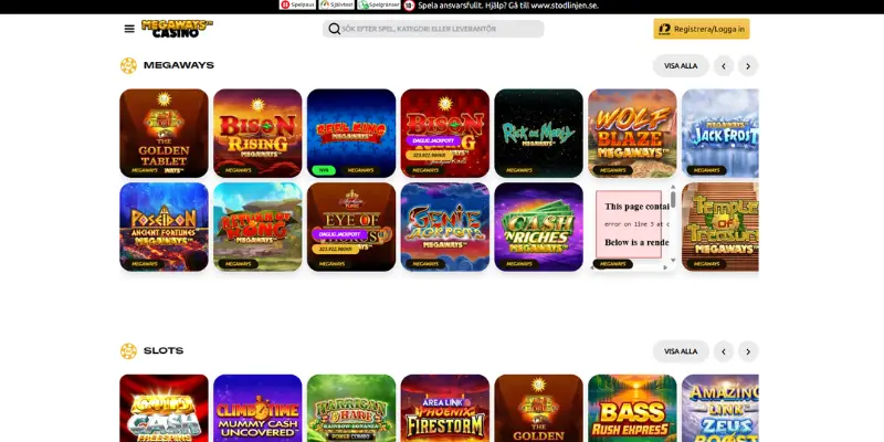 Casinosidan hos Megaways Casino.