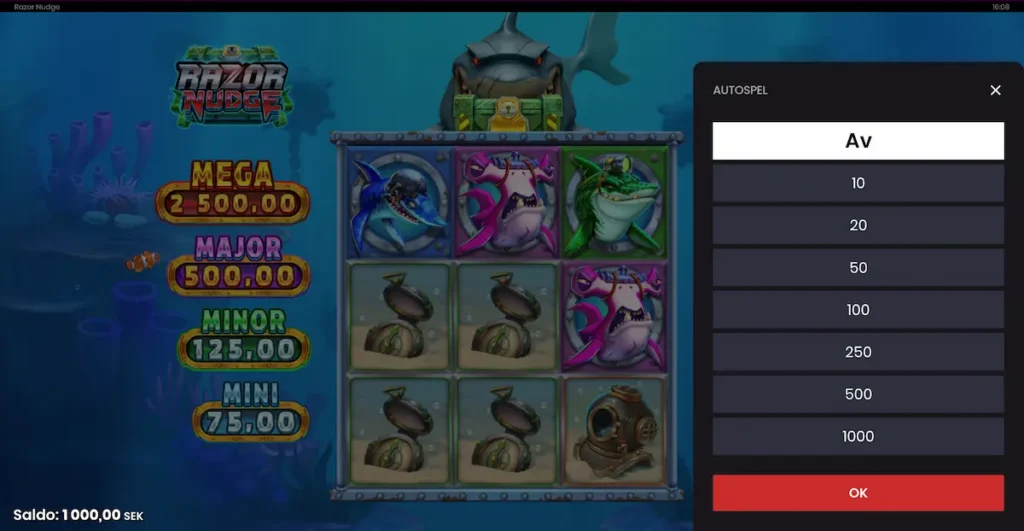 Razor Nudge autoplay inställningar