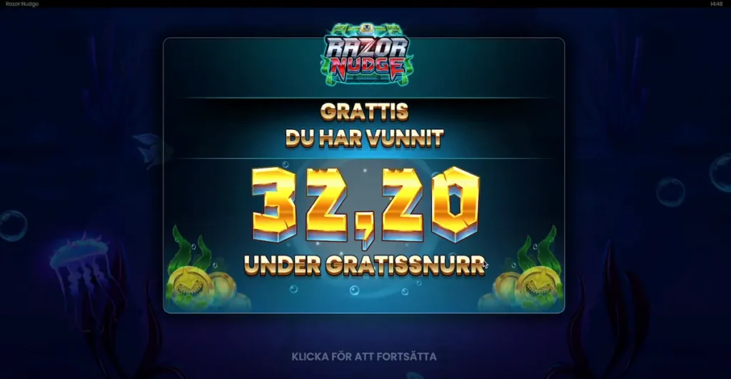 Razor Nudge free spins vinst